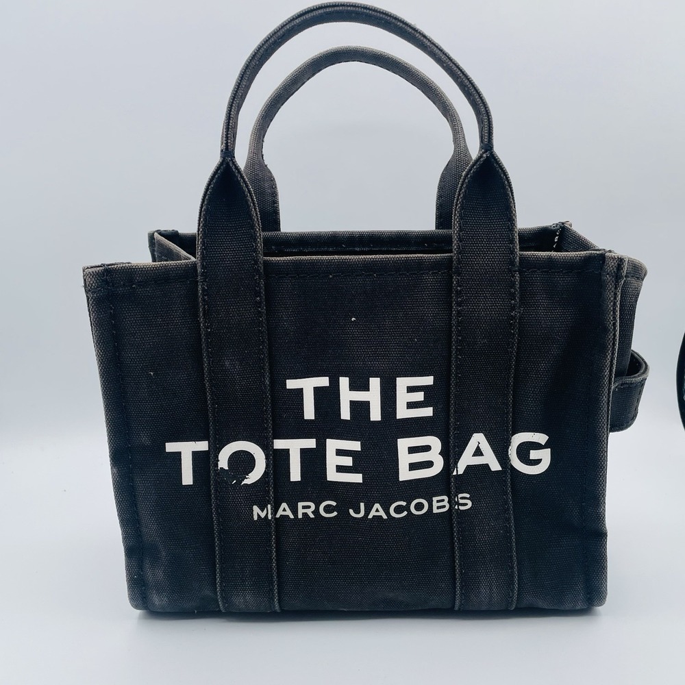 Marc Jacobs Black Canvas Tote Bag with White Logo